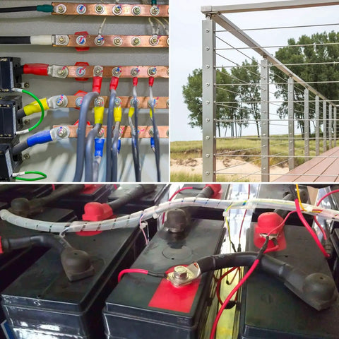 Battery Powered Hydraulic Crimping Tool With 8 Ton Force, Sick Electric Cable Crimper Kit Featuring nine die sets for 12 AWG to 2/0 AWG lugs. Wiring connections and battery systems.