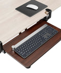 Under Desk Keyboard And Mouse Tray In Walnut Finish A Spacious 20 By 11 Point 8 Inch Board For Space Saving And Ergonomic Comfort For Your All Day Home And Office Setup, with keyboard and mouse
