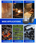 Two Pack 2 Inch Wire Wheel Brush For Drill Heavy Duty Carbon Steel Wire Brush For Rust Paint And Corrosion Removal 0.012 Inch Coarse Crimped Stainless Steel Wire One Quarter Inch Shank 20000 RPM with applications including surface polishing, weld cleaning, wood sanding, grease removal, stone cleaning.