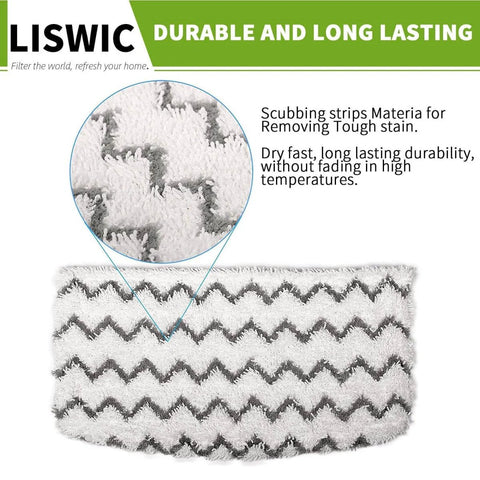 4 Pack Dirt Grip Microfiber Replacement Pads For Steam Mop S1000 Series with chevron pattern and scrubbing strips