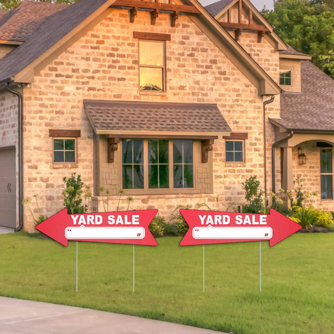 Red Arrow Yard Sale Signs With Stakes 16x5 Inches Double Sided Outdoor Estate Sale Signs For Business This Way Arrow Yard Signs