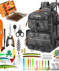 Fishing Backpack With Tackle Boxes 20L Waterproof Sling Bag Two Rod Holders Lures Kit Lip Gripper Pliers Scissors Pro Grade