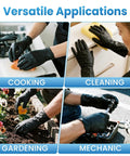 Solid Black Nitrile Gloves Large 100 Pack Heavy Duty Disposable Latex Free Powder Free Medical Exam And Food Safe Gear used for cooking, cleaning, gardening, and mechanic tasks.