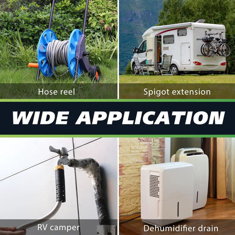 Wide application of Stainless Steel Garden Hose With Flexible Braided Design, 6Ft Length, Leakproof Water Hose For Reel in RVs and homes.