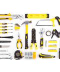 218 Piece Home Tool Kit With Plastic Toolbox Storage Case Yellow For Everyday DIY Repairs All In One General Household Hand Tools Set