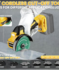 Cordless Cut Off Tool For 20V Max Batteries, 18,000 RPM Brushless Powerhouse With 4 Inch Blades shown in use cutting metal