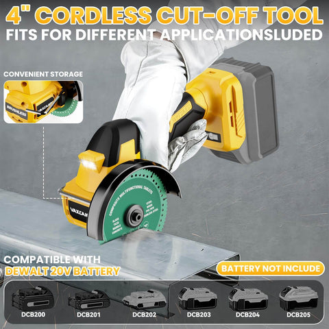 Cordless Cut Off Tool For 20V Max Batteries, 18,000 RPM Brushless Powerhouse With 4 Inch Blades shown in use cutting metal