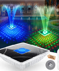 Upgraded Solar Fountain With Killer Light Show For Pools, large square floating pool fountain with anchor and dark blue pump