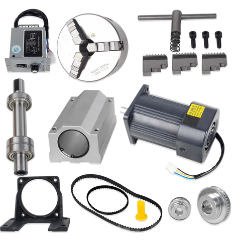 125Mm Three Jaw Self Centering Lathe Chuck Kit With 120W 110V Adjustable Speed Motor And Driver Through Hole 15Mm Spindle