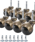Eight Pack Two Inch Ball Caster Wheels With Swivel Stem In Antique Brass For Furniture Chairs Sofas And Cabinets with stem sockets