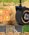 Close-up of all-terrain wheel with 360-degree rotation for Lightweight Foldable Wagon Cart With Removable Side, suitable for various surfaces.