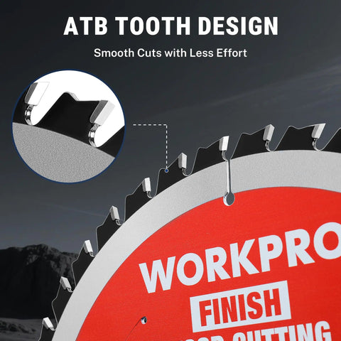 Close-up of 10 Inch 60T Fine Finish Woodworking Circular Saw Blade For Plywood And Trim showing ATB carbide tipped teeth design.