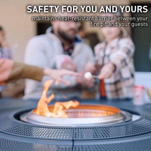 Surround Extend For Bonfire Ranger Fire Pit Table Space Upgrade Outdoor Backyard Party Accessory with flames and hands.
