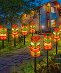 4 Pack Solar Tiki Light Decor Waterproof Tiki Statues For Outdoor Hawaiian Party Luau Birthday Party Tropical Bar Christmas Garden