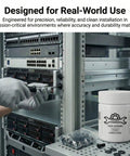 Technician installing Heavy Duty Rack Screws 10-32 With Nylon Washers Set Built Tough Carbon Steel 50 Pack For Equipment Racks Enclosures Cabinets Servers And More Great For Networking Racks And Server Rooms With Solid Carbon Steel And Easy Pilot Point Starts
