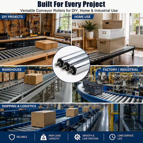 Heavy Duty Stainless Steel Conveyor Roller Set 6 Inch 12 Inch 10 Inch 4 Inch 24 Inch 18 Inch 22 Inch 16 Inch For Reel Mower Material Supports Packaging Line DIY Roller Table 10 Pcs for warehouse conveyor use