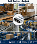 Beefy Stainless Steel Conveyor Roller For Table Saw Outfeed And Workbench Support, Smooth Rolling Bearings For Woodworking, Material Loading And Transfer, 25mm/1in Dia By 15.7in/400mm in home and warehouse conveyor setups