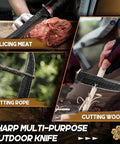 Fixed Blade Knife With Wooden Sheath Japanese Style For Outdoors Survival Razor Sharp Camping Gear Boss Fathers Day Gift For Dad Bushcraft Ready Everyday slicing meat, cutting rope, cutting wood