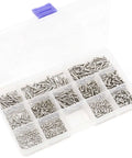 600 Piece Self Tapping Sheet Metal Screw Kit In 12 Sizes M2 M2.2 M2.6 M3 Pan Head 304 Stainless Steel Silver Finish in box