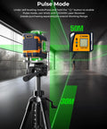 4x360 Green Laser Level With Remote And App Control Self Leveling Cross Line Laser for construction and home renovation, shown in use