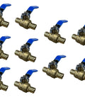 10 Pack Three Quarter Inch PEX Ball Valve Full Port Brass Shut Off Valve For PEX Tubing Plumbing Crimp Connection displayed