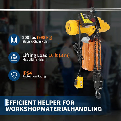 Beefy 1100 Lb Electric Chain Hoist With 15 Ft Lifting Height And 120V Single Phase Overhead Crane G100 Chain And 10 Ft Wired Remote