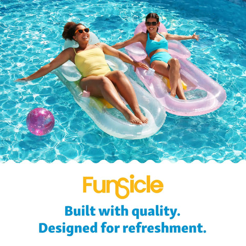 Top Tier 15 Foot Round Above Ground Pool Featuring Lightning Fast Snap Lock Assembly Durable Steel Supports And Smooth Inner Sleeve with two women relaxing on floaties.