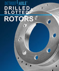 Close-up of drilled and slotted rotor from Rear Brake Kit With 12.99 Inch Drilled Rotors And Ceramic Pads For Chevy Silverado Sierra 2500