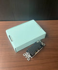 Top Shelf Modern Wall Socket With Two Openings Heavy Duty Electrical Receptacle Plug Rated For Twenty Amps Fits Standard Box next to a light blue packaging.