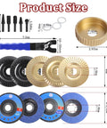 19 Piece Wood Carving Disc Set For Four And Four Point Five Inch Angle Grinders With Seven Eighths Inch To Five Eighths Inch Arbor Adapters