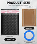 Product size overview of All In One Trading Card Shipping Kit With 200 Corrugated Cardboard Sheets 100 Bubble Mailers Padded Envelopes And Blue Masking Tape For Safe Bulk Card Packing.