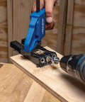 Using Pocket Hole Jig Micro For Thin Stock And Cabinets For Thirty Three Percent Smaller Micro Pocket Holes In One Half And Three Quarter Thick Materials drill