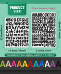 Alphabet And Number Sticker Set 24 Sheets Waterproof Vinyl Decals With 2316 Pieces showcasing alphabet sizes and colors