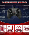 Remote control functions for Mini Drone For Kids Beginners Toss To Go RC Quadcopter with 3 speed settings and 3D flips.
