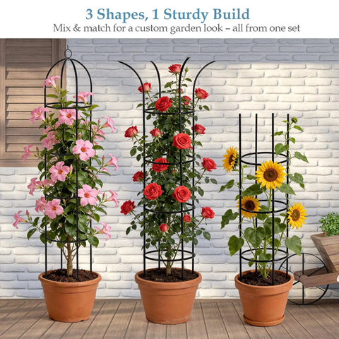 All Metal 6.6Ft Obelisk Trellis 2 Pack For Outdoor Climbing Plants And Indoor Potted Plants Heavy Duty Iron Plant Support