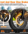Foldable Electric Bike For Adults And Teens, Hits 23 MPH With Pedal Assist, 38 Mile Range, Powerful 500W Motor, 48V 12Ah Battery, 14 Inch Folding Ebike, 3 Speed Modes, City Commuter Ready front and rear disc brakes on wheel