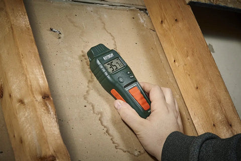 Pinless Moisture Meter For Wood And Building Materials For DIYers With Visual Moisture Icons And Audible Alerts used on drywall