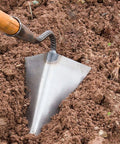 Triangle Hoe Digger Garden Tool Set For Weeding, Planting, And Ditch Digging in soil with wooden handle and iron head