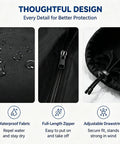 Rock Solid Waterproof EV Charger Cover Made From Heavy Duty Oxford Fabric Weather Resistant Dust Proof Guard For Hardwired Units close-up of waterproof fabric, full-length zipper, adjustable drawstring for protection.