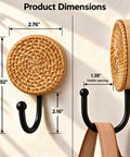 Four Pack Slick Boho Wall Hooks Decorative Wide Opening Coat Rack For Towels Backpacks And Purses With Rock Solid Screw Mount Heavy Duty Home Storage For Keys Jewelry And Everyday Carry, showing product dimensions and usable opening.