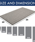 Chevron Entrance Mat For Home Or Office 3x6 Gray Heavy-Duty Scrape Mat With High-Low Pattern and Size Diagram