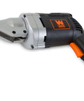 Heavy-Duty Metal Shear With Swivel Head, Variable Speed, 4-Amp Power, Cuts Up To 18-Gauge Sheet Metal And 20-Gauge Stainless, side view.