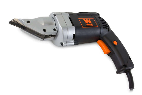 Heavy-Duty Metal Shear With Swivel Head, Variable Speed, 4-Amp Power, Cuts Up To 18-Gauge Sheet Metal And 20-Gauge Stainless, side view.
