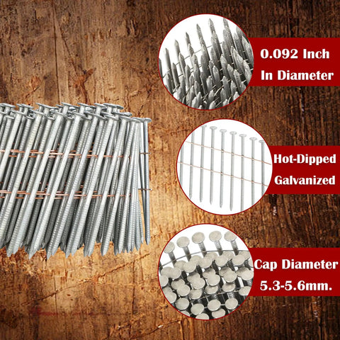 3600 Count Siding Nails Two And One Half Inch By Point Nine Two Inch Fifteen Degree Ring Shank Hot Dipped Galvanized