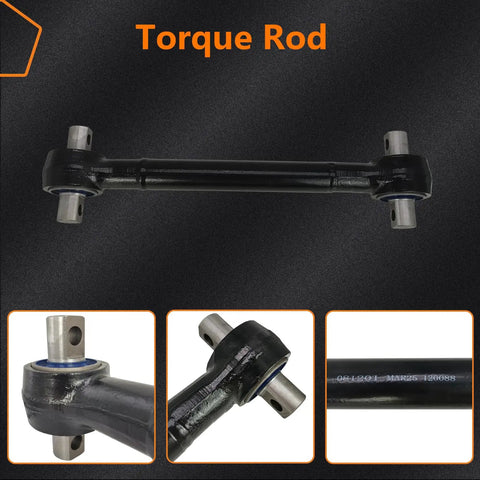 Kenworth Torque Arm Rod With Bushing Replacement For Rear AirGlide Series Suspensions K195-474 F327339 TMR65B 345-919 E-4644 GAFF11773 Beefed Up Heavy Duty Truck Upgrade, black steel rod