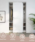 Heavy Duty 48 Inch Aluminum Bypass Sliding Closet Door Hardware Kit With Finger Pull For Two Door System installed in closet