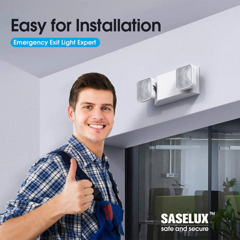 Installer with Two Head LED Emergency Light With Battery Backup For Commercial Use Exit Light UL Certified CSA Easy Install AC 120 277 Volt