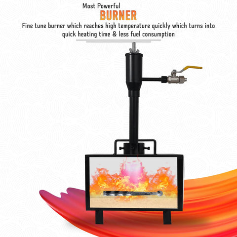 Single Burner Portable Propane Forge For Knife Making And Heat Treating, 2600F Rated Blacksmith Forge Kit with visible flame