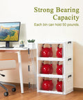 Heavy Duty 144Qt Storage Bins With Lids, Sweet 3 Pack Foldable Stackable Totes With Wheels for organizing red kettlebells under a desk.