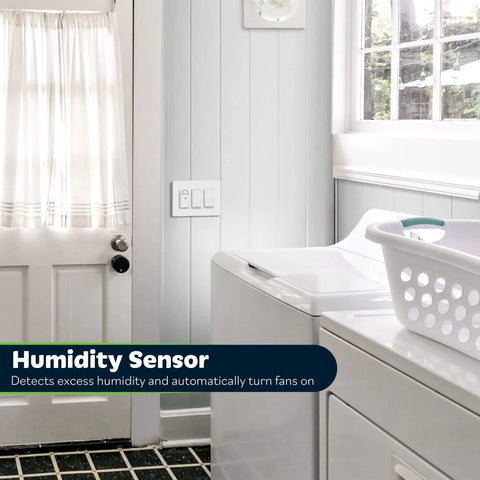 Humidity Sensor And Auto Fan Control Switch For Bathrooms And Damp Spots, Humidity Activated Ventilation With 20 Minute Run Cycle, Neutral Wire Required, TDHS5, 2 Pack With Wall Plate Included